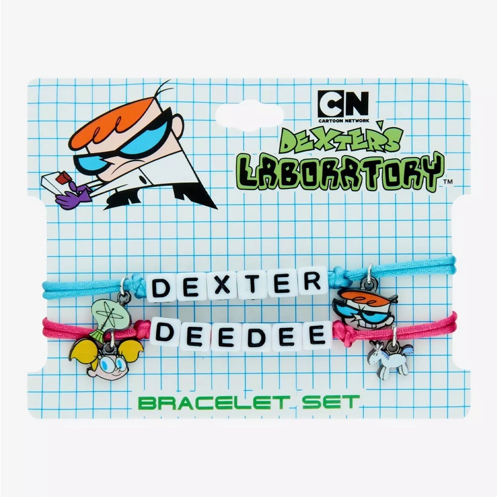 Cartoon Network Dexter's Laboratory Character Bracelet Set - Blue and Pink